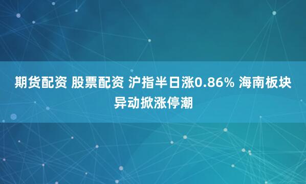 期货配资 股票配资 沪指半日涨0.86% 海南板块异动掀涨停潮