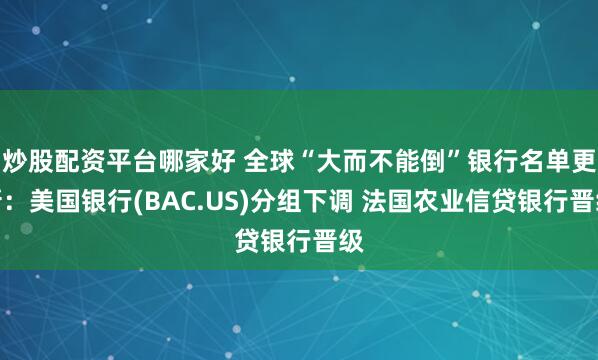炒股配资平台哪家好 全球“大而不能倒”银行名单更新：美国银行(BAC.US)分组下调 法国农业信贷银行晋级