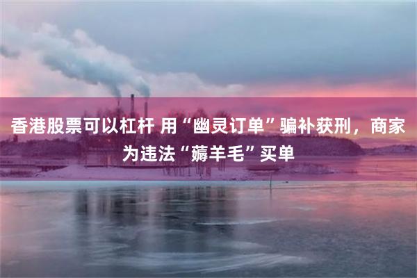香港股票可以杠杆 用“幽灵订单”骗补获刑，商家为违法“薅羊毛”买单